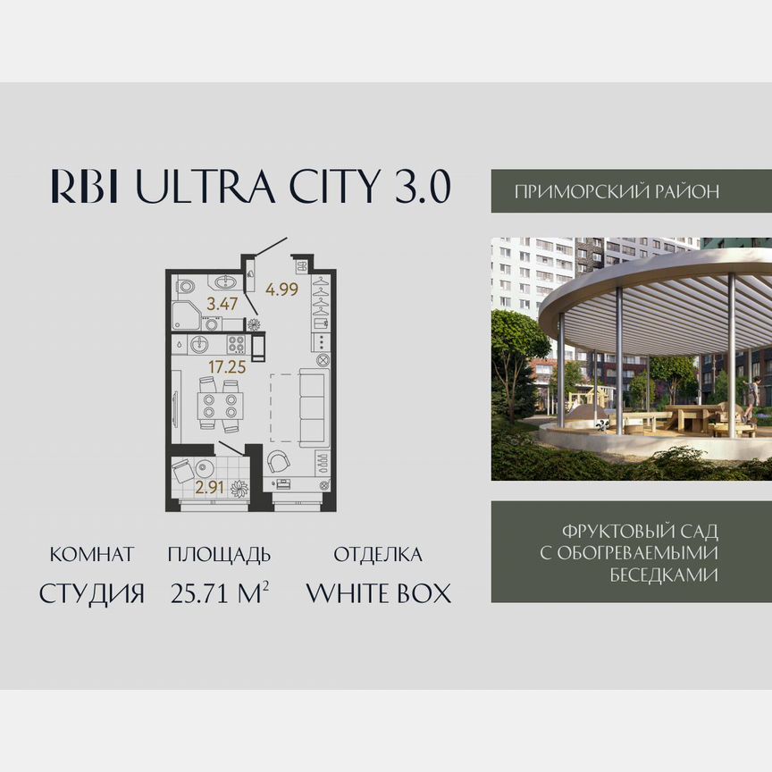 Квартира-студия, 25,7 м², 4/17 эт.