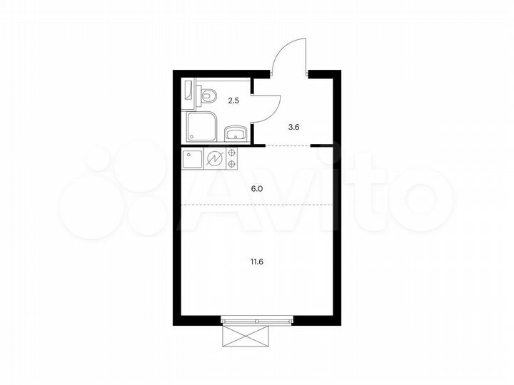 Квартира-студия, 23,7 м², 31/33 эт.