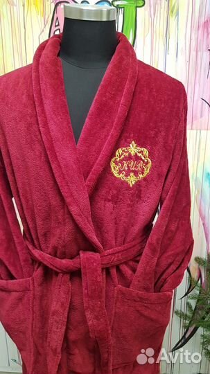 Махровый/велюровый халат с вышивкой именной