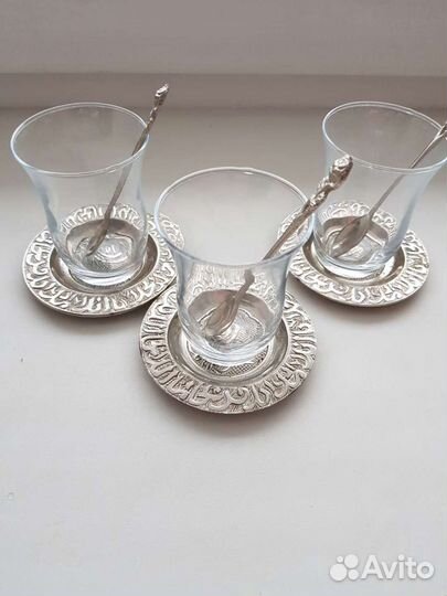 Армуды с ложечками. Стекло и металл