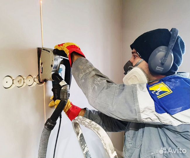 Штробление стен с пылесосом без пыли электромонтаж