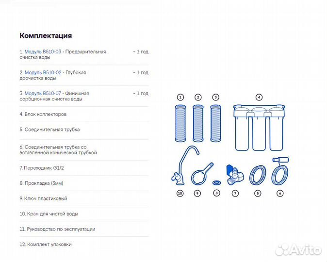 Фильтр под раковину Аквафор Трио Волна