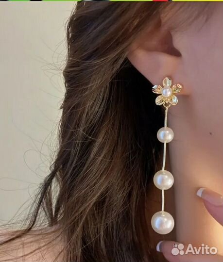 Серьги жемчуг бижутерия