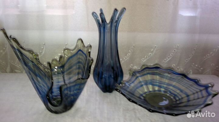 Вазы цветное стекло набор