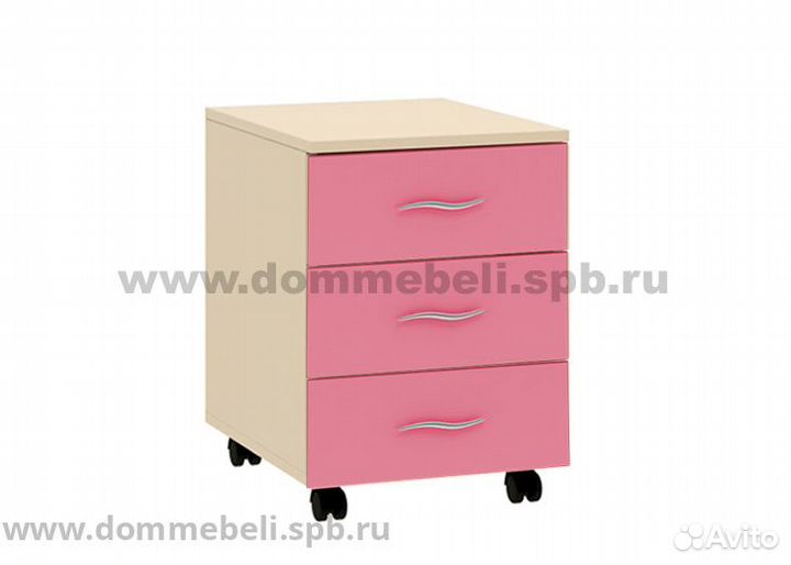 Тумба с 3 ящиками 24.2 Дельта дуб молочный/розовый