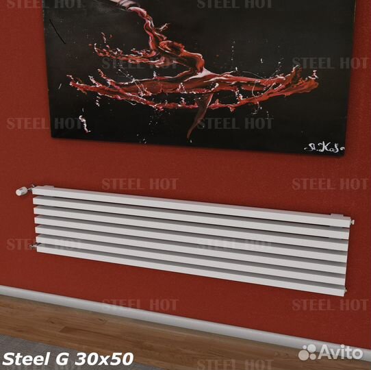 Горизонтальный дизайнерский радиатор Steel-Hot от