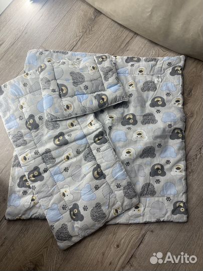 Комплект в коляску подушка матрас одеяло