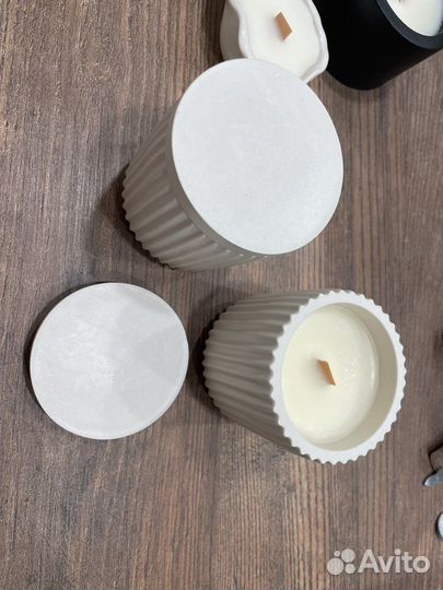 Свеча в гипсовом стакане с крышкой