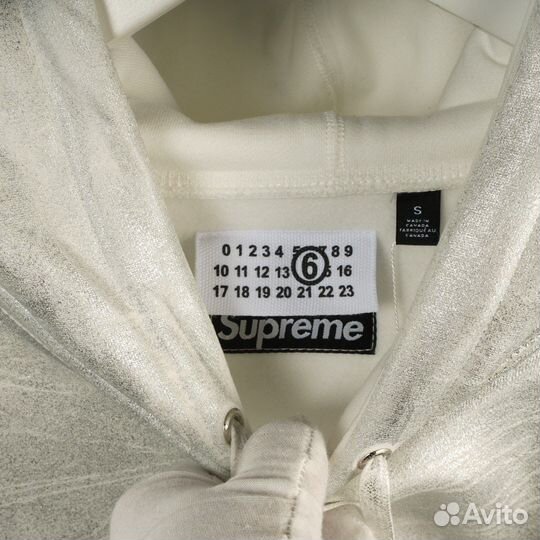 Худи Supreme x Maison Margiela ручной окраски бело