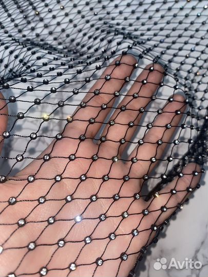 Ткань сетка со стразами