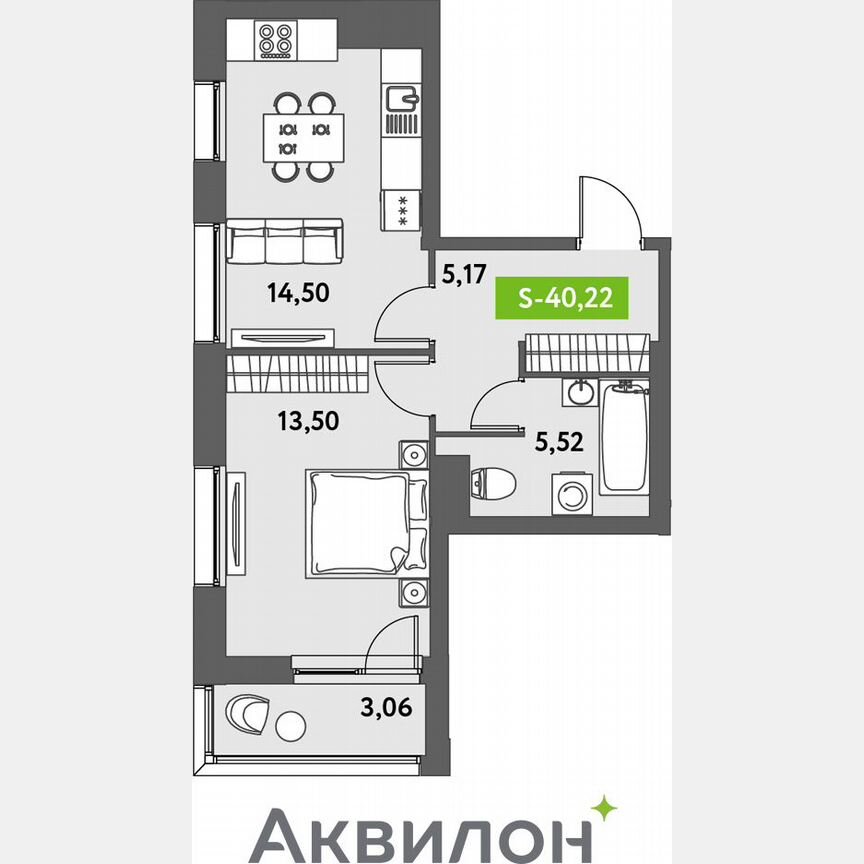 1-к. квартира, 41,7 м², 4/12 эт.
