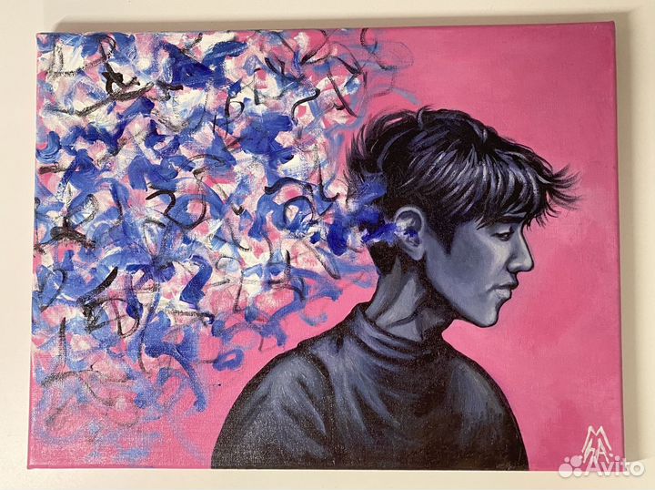 Картина на холсте парень мысли смятение