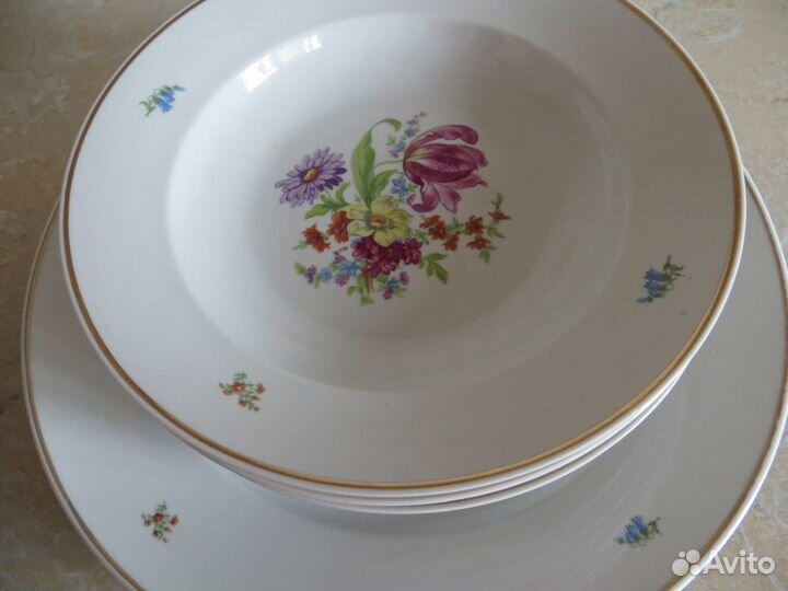 Тарелки Блюдо Дулево Мейсенский букет