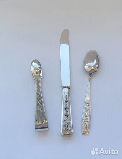 Серебряные ложка нож щипцы Сюжетные серебро
