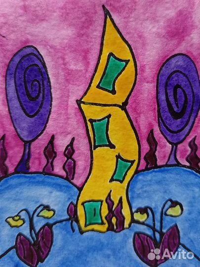 Акварельные картинки миниатюра набор картин 6х9 см