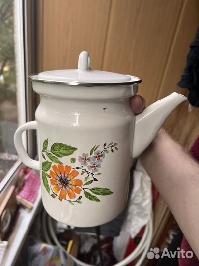 Заварочный чайник эмалированный СССР новый