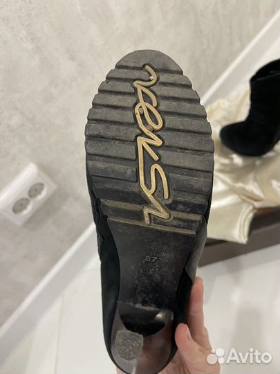 Ботильоны натуральная замша, натуральный мех