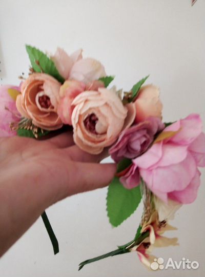 Ободок, цветы из шёлка