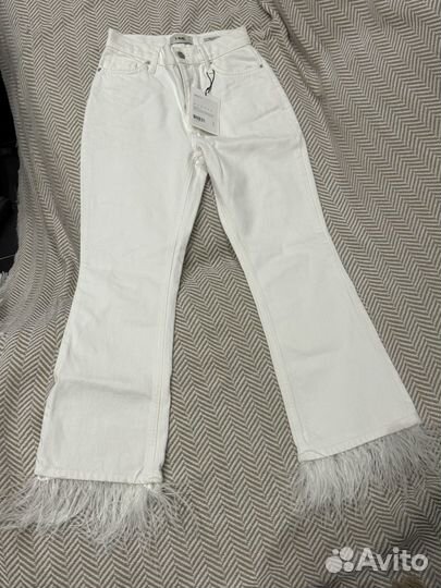 Джинсы с перьями lime новые 34
