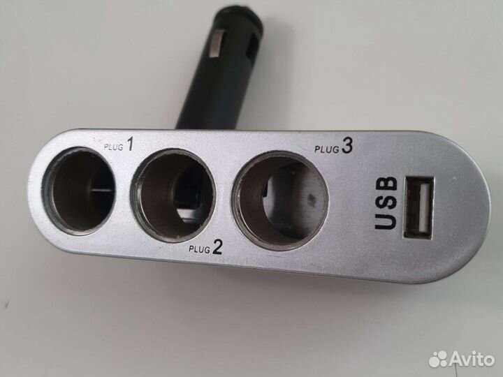 Разветвитель прикуривателя 3 гнезда + USB skyway
