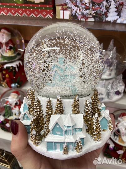 Стеклянный шар со снегом 12см подарок новый