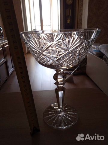 Ваза большая для фруктов на ножке СССР хрусталь