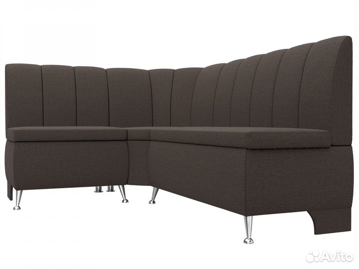 Диван кухонный угловой Кантри левый угол, рогожка, амур коричневый