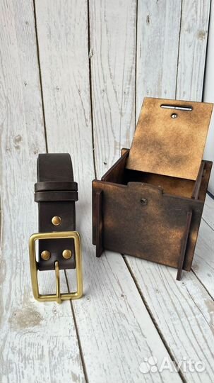 Мужской кожаный ремень ручной работы