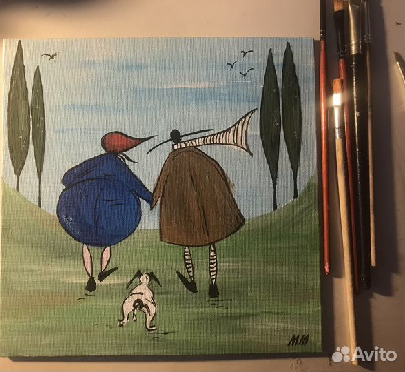 Картина « Двое и собака»