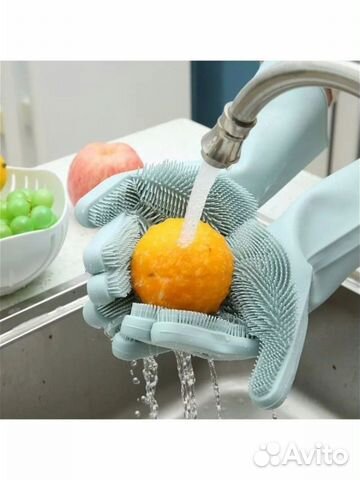Перчатки силиконовые для мытья овощей акц