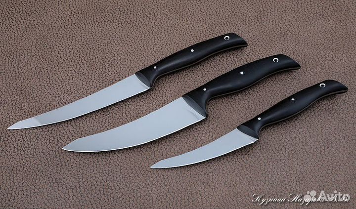 Набор ножей Шеф 95х18 черный граб