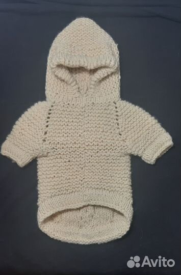 Вязаный свитер худи для собачки, S