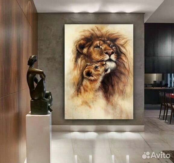 Картина маслом Львы