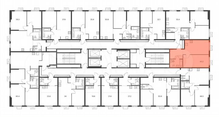 1-к. квартира, 43,2 м², 24/33 эт.