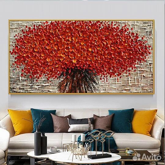 Текстурная картина маслом на холсте Цветы