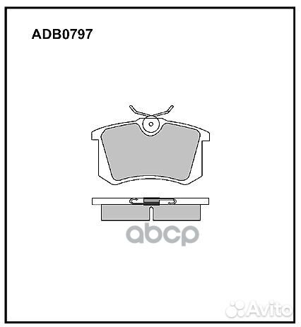 Колодки тормозные дисковые зад ADB0797 alli