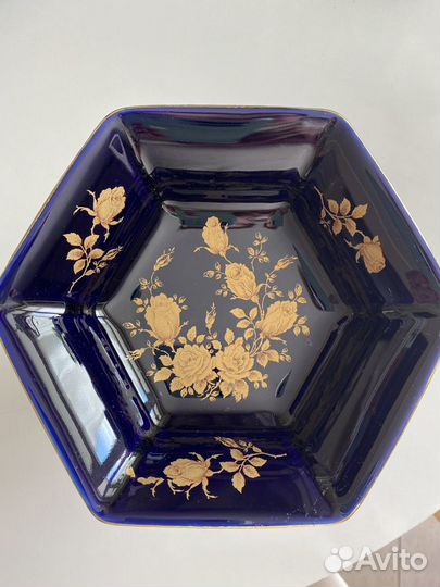 Ваза фруктовница, кобальт, Bareuther Германия