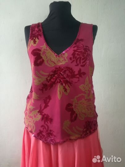 Новый шелковый топ per una бархат бордовый 48, L