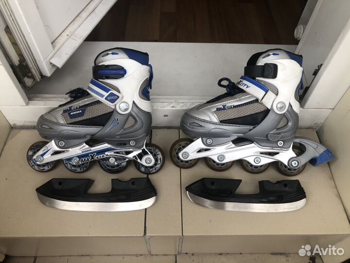 Коньки и ролики 2 в 1 раздвижные