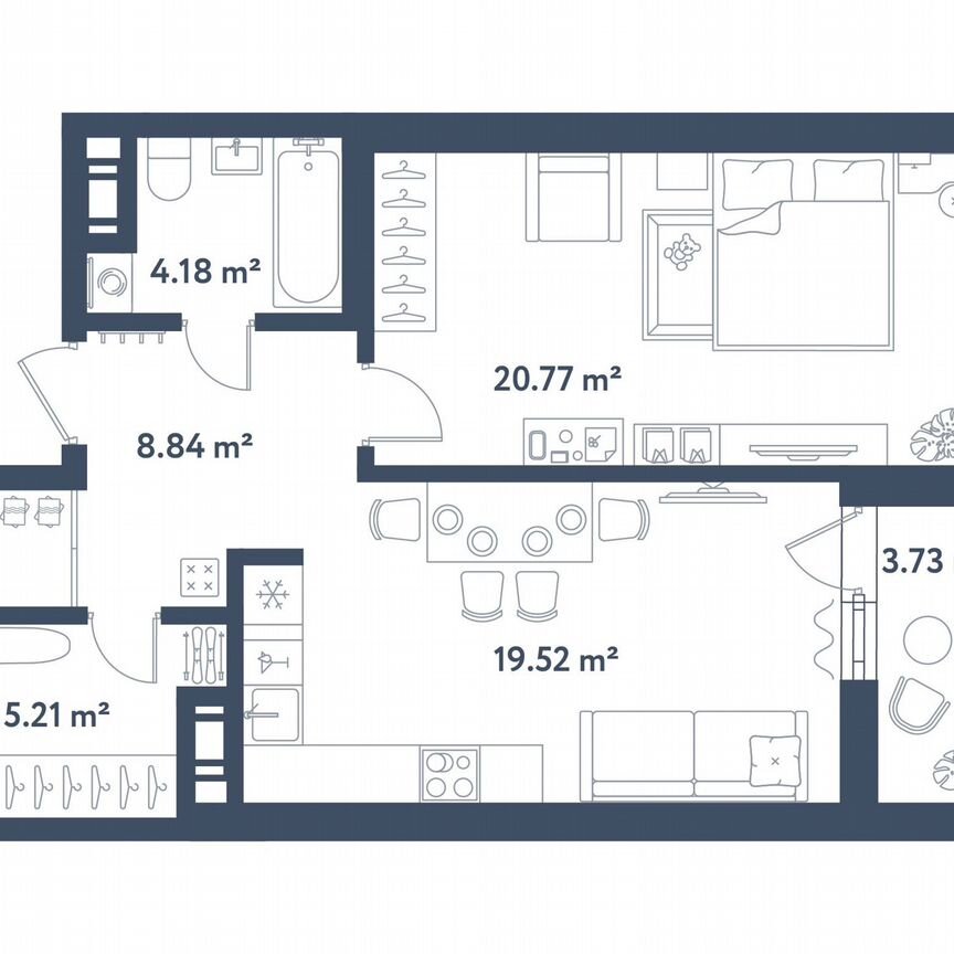 1-к. квартира, 60,4 м², 10/11 эт.