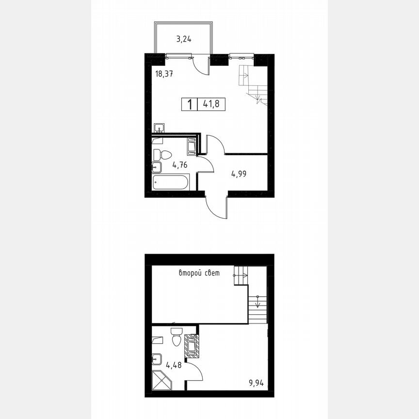 1-к. квартира, 41,8 м², 3/3 эт.