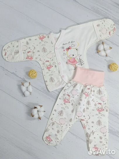 Комплект распашонка и ползунки для новорожденного
