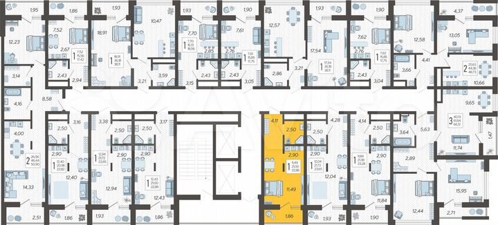 Квартира-студия, 22,9 м², 3/19 эт.
