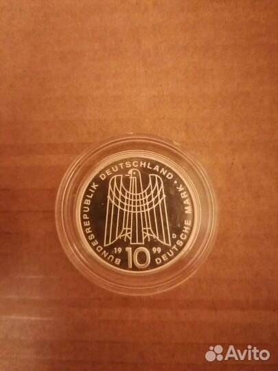 10 марок Германия 1999г. Серебро