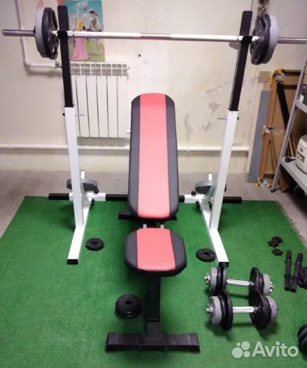 Стойка и скамья для жима штанги комплект силовой