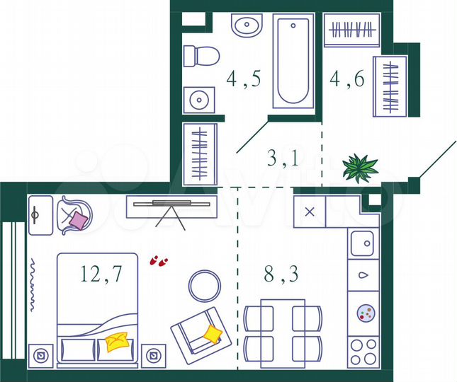 1-к. квартира, 50,1 м², 13/28 эт.