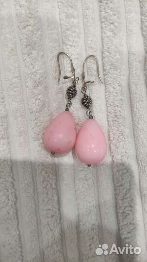 Серьги серебро коралл