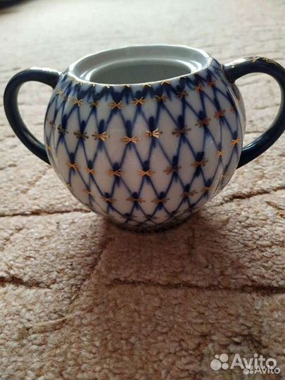 Сахарница и сливочник кобальтовая сетка лфз