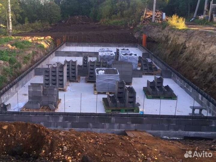 Бетонные блоки.Фундамент.Несъемная опалубка