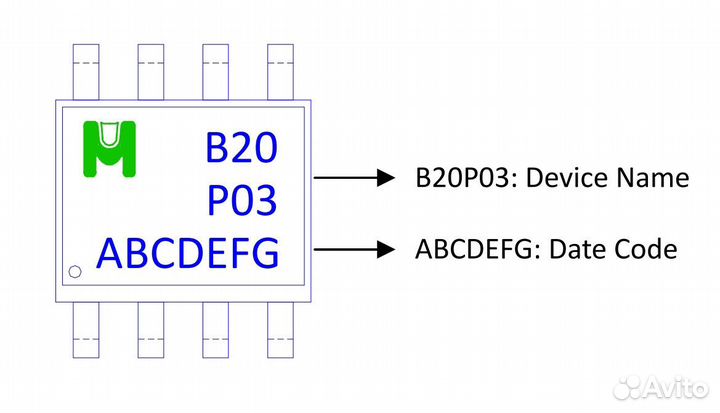 Микросхема B20P03 EMB20P03G SOP-8 P-Channel mosfe